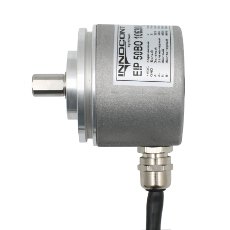 Инкрементальный программируемый энкодер D=50мм, выступающий вал 6мм, 3000 имп/об, 5…30VDC, выход TTL/HTL с инверсией