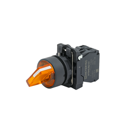 Переключатель  на 3 положения с фиксацией и подсветкой, желтый, 1NO, 220V AC/DC, IP65, пластик