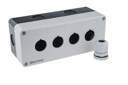 Корпус кнопочного поста, 4 отверстия, серый, IP54