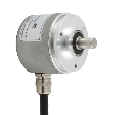 Инкрементальный программируемый энкодер D=50мм, выступающий вал 6мм, 3000 имп/об, 5…30VDC, выход TTL/HTL с инверсией