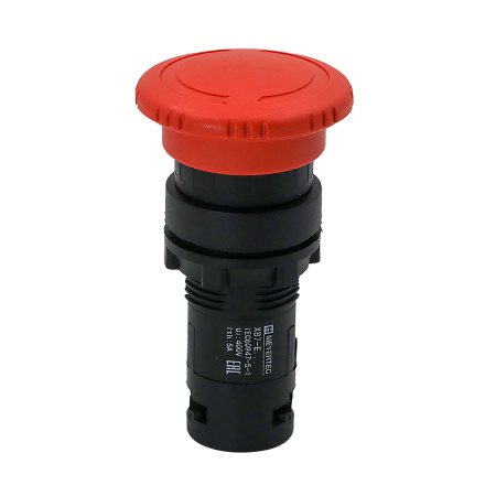 Кнопка грибовидная красная, возврат поворотом c фиксацией, Ø 40 мм,  1NC, IP54, пластик