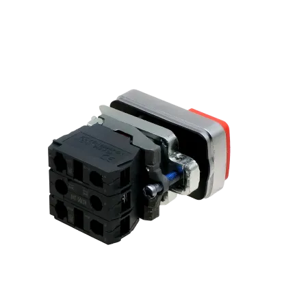 Кнопка двойная выступающая с подсветкой, красная/зеленая, маркировка "I+O", 1NO+1NC, 24V AC/DC, IP65, металл