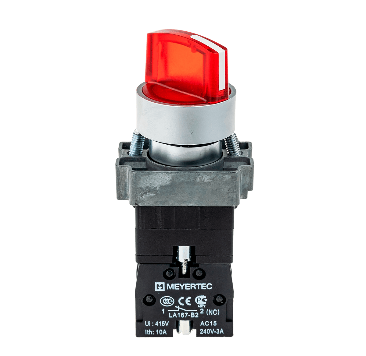 Переключатель с подсветкой, с фиксацией, 220V AC/DC, красный, 2 положения, 1NC