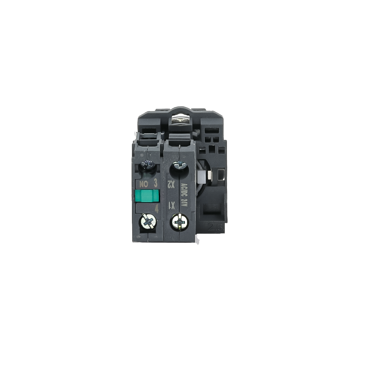 Переключатель  на 2 положения с фиксацией и подсветкой,  белый, 1NO, 24V AC/DC, IP65, пластик