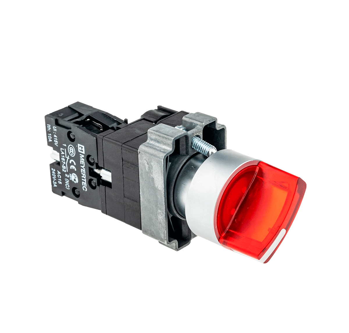 Переключатель с подсветкой, с фиксацией, 220V AC/DC, красный, 2 положения, 1NC