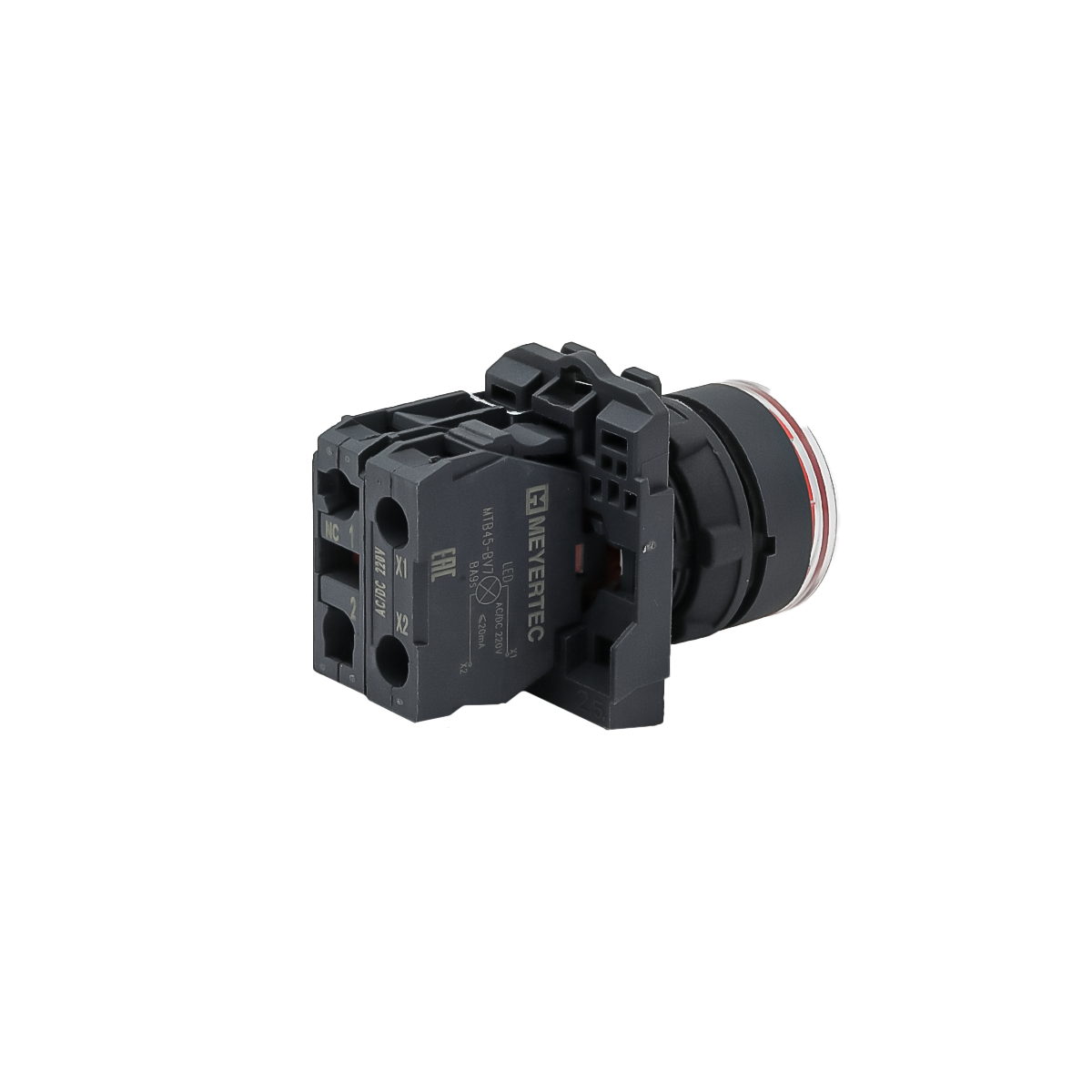 Кнопка красная с подсветкой, 1NС, 220V AC/DC, IP65, пластик