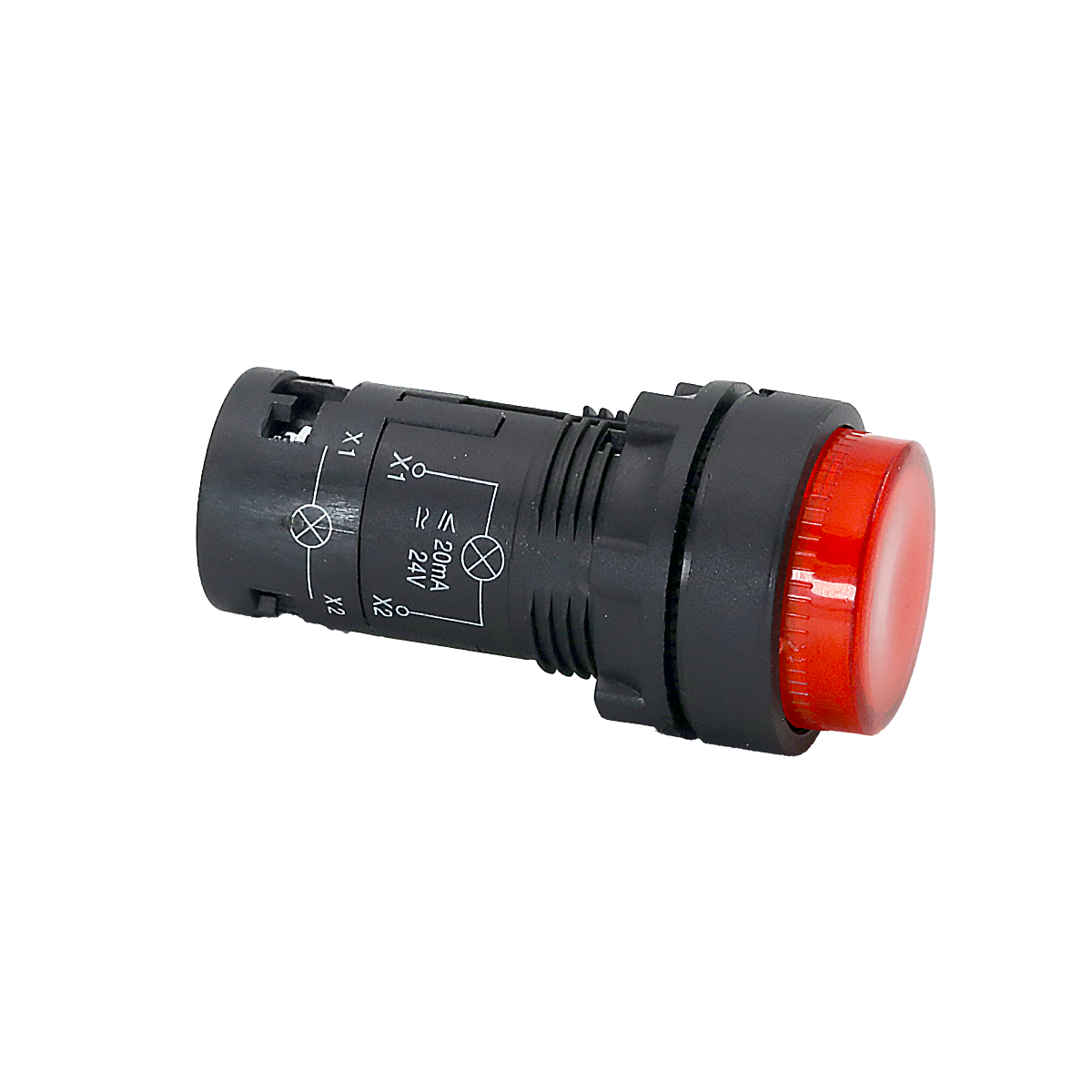 Кнопка красная выступающая с подсветкой, 1NС, 24V AC/DC, IP54, пластик