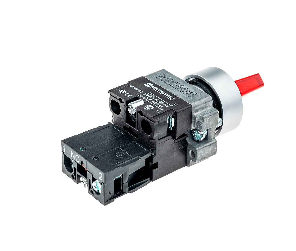 Переключатель с подсветкой, с фиксацией, 220V AC/DC, красный, 2 положения, 1NC