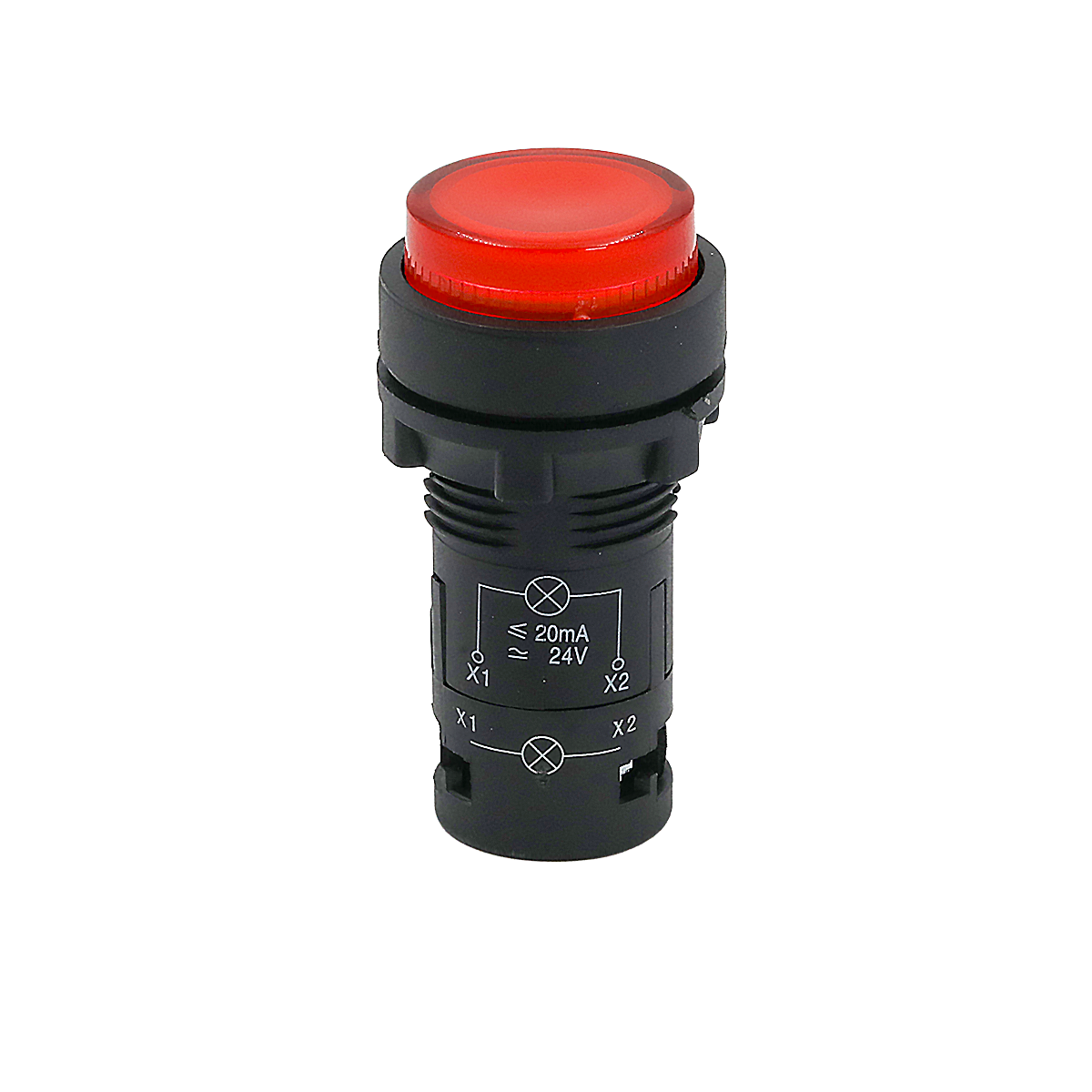 Кнопка красная выступающая с подсветкой, 1NС, 24V AC/DC, IP54, пластик