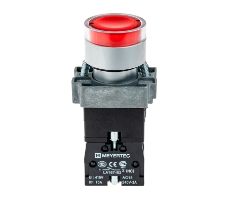 Кнопка с подсветкой красная 220V 1NC