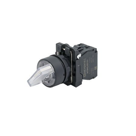 Переключатель  на 3 положения с фиксацией и подсветкой,  белый, 1NO, 220V AC/DC, IP65, пластик