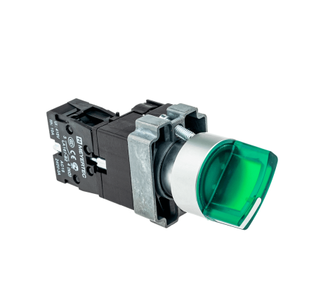Переключатель с подсветкой, с фиксацией, 24V AC/DC, зеленый, 3 положения, 1NO
