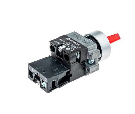 Переключатель с подсветкой, с фиксацией, 220V AC/DC, красный, 2 положения, 1NC